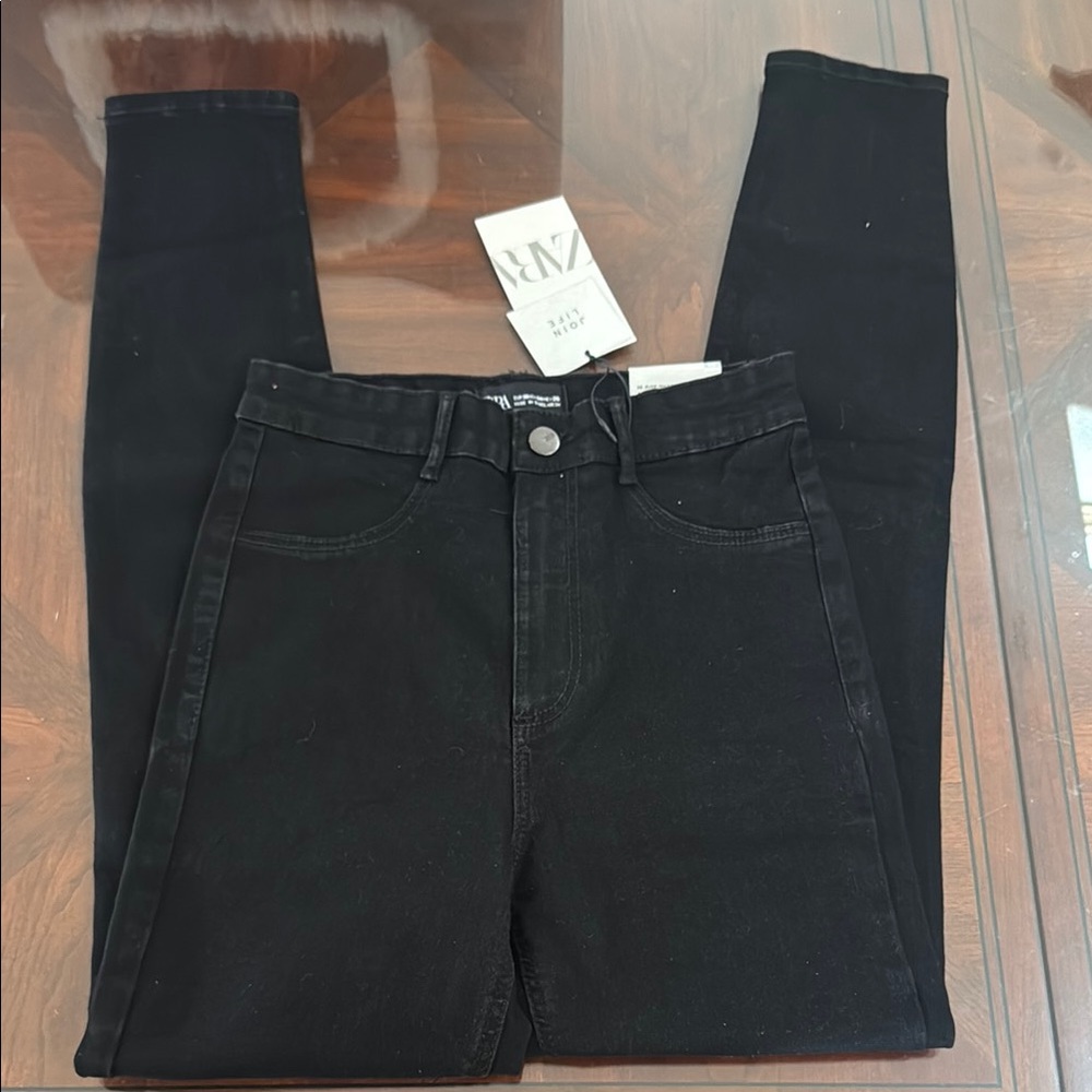 Zara Black High Rise Jeans Stretchy Slim Fit